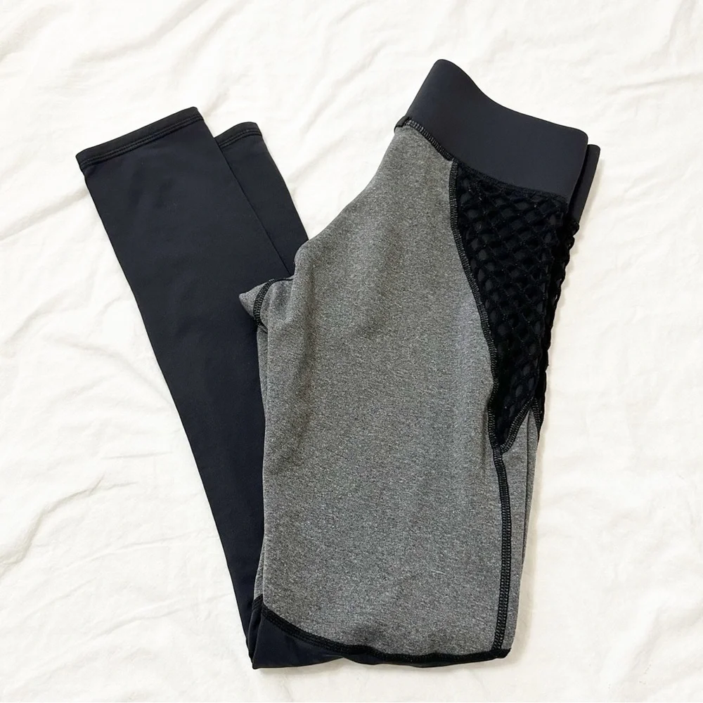 Michi Grey Black Colorblock Net Athletic Leggings Size XS
